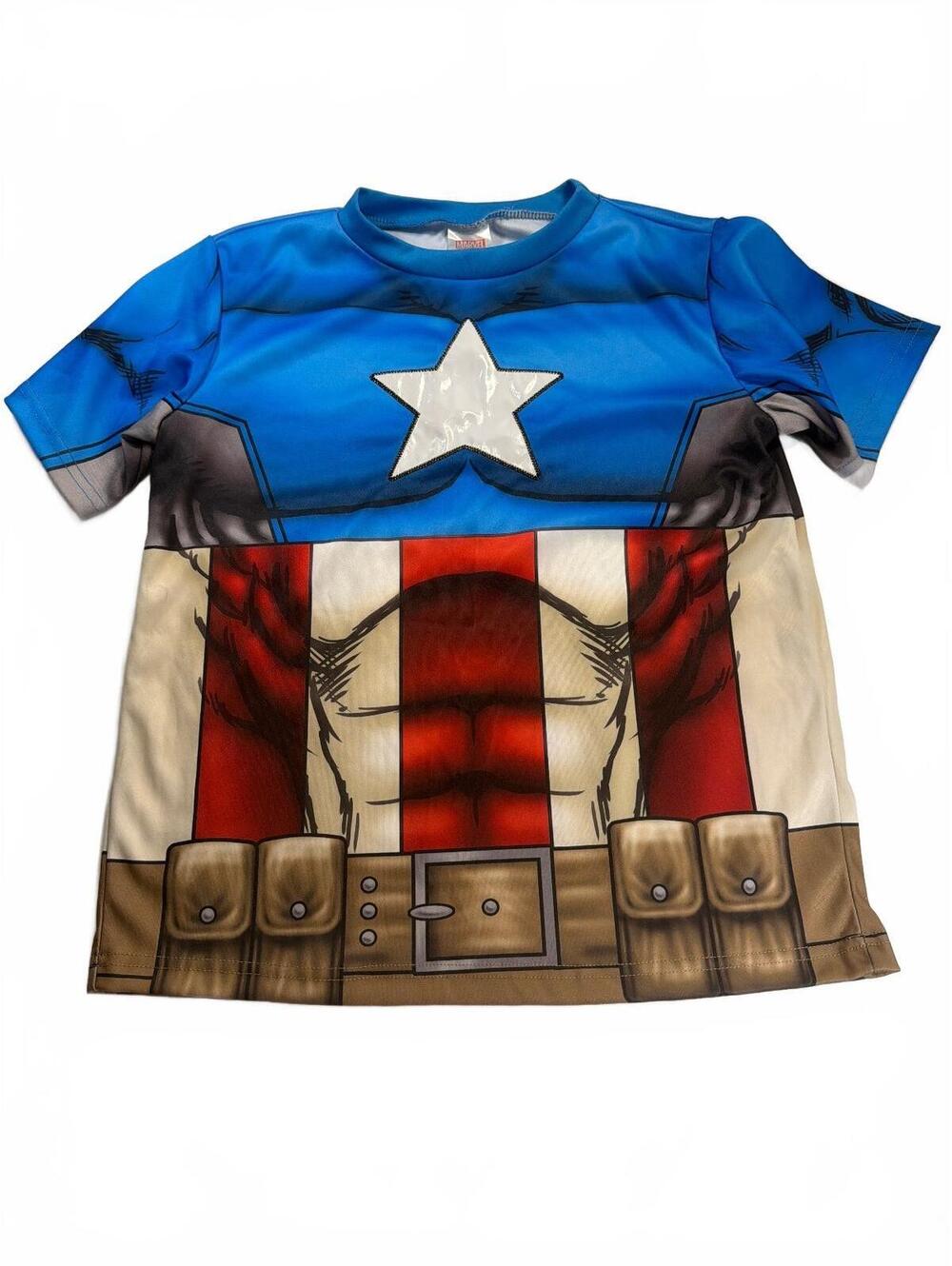 Marvel Captain America Costume T-Shirt Child Small Halloween Dress-up Superhero